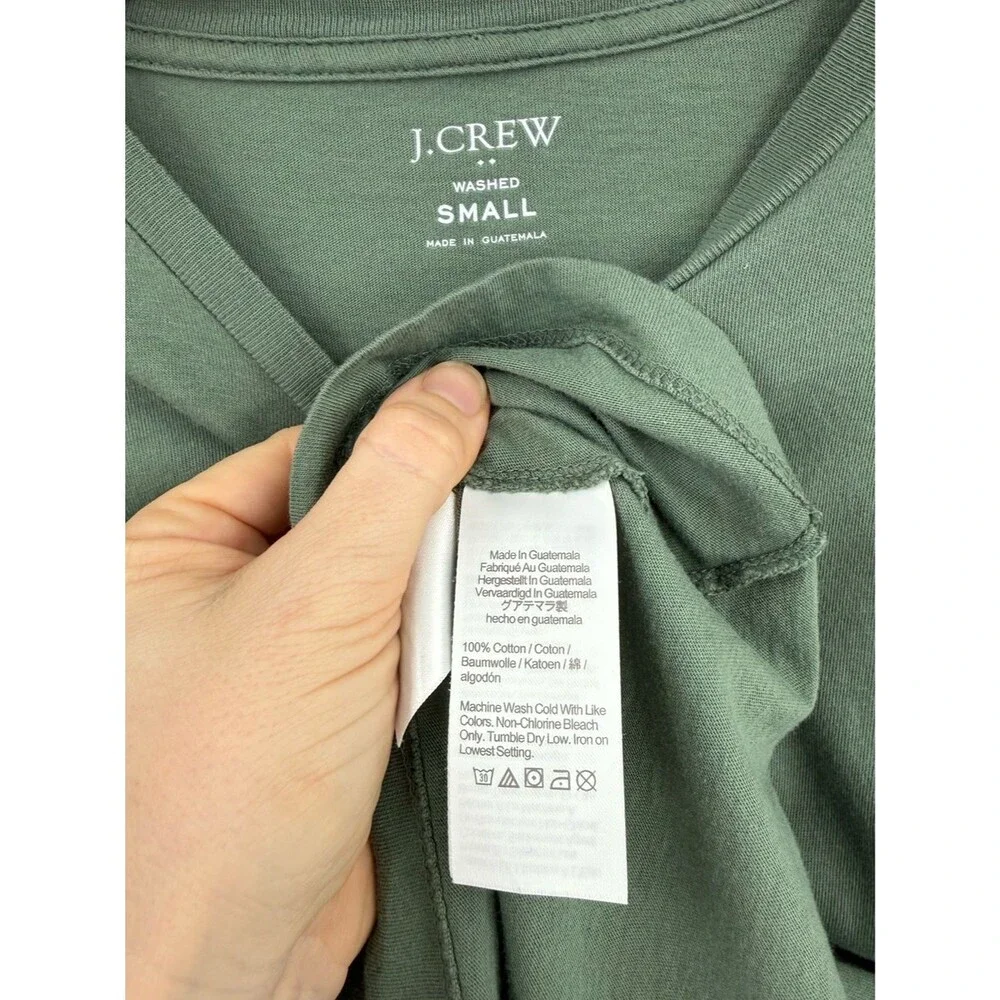 J.Crew Men's Long-Sleeve Washed Jersey Crewneck Tee | Green | Small